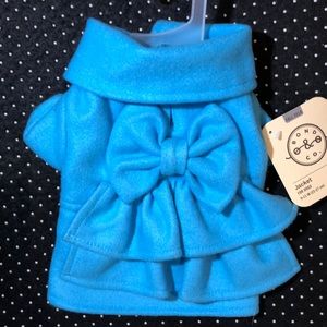 Bluebell with a bow fleece doggie jacket w/pearl
